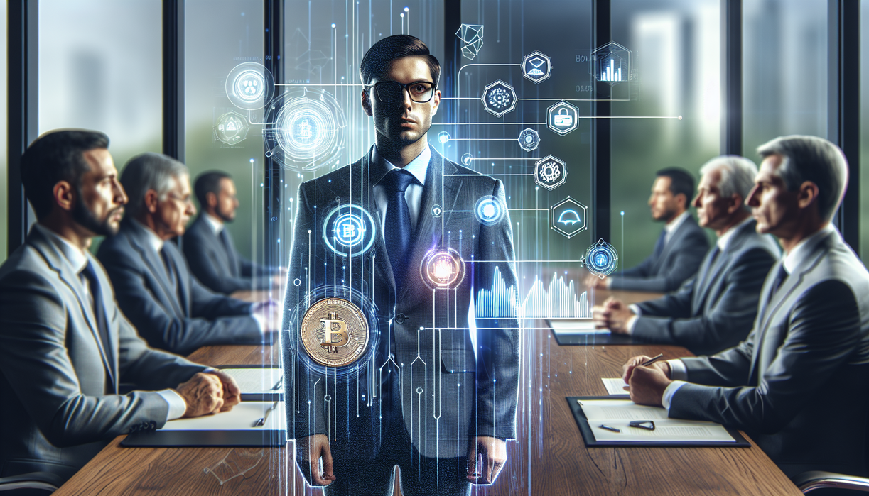 alt_text: Adi Budiarso, pengawas utama kripto di OJK, di kantor resmi dengan latar belakang dokumen.