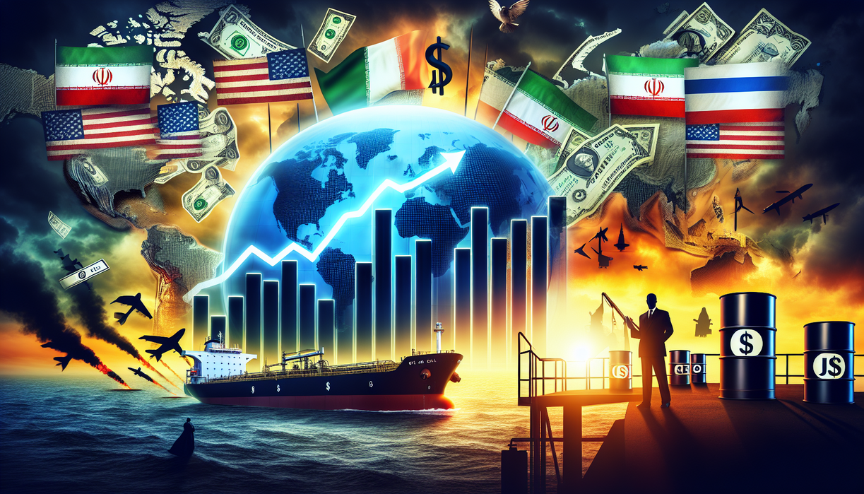 alt_text: Grafik harga minyak melonjak akibat ketegangan geopolitik dan krisis di Iran.