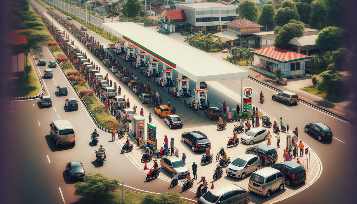 alt_text: Pengemudi menggunakan aplikasi pintar untuk mengatasi antrean BBM yang akhirnya mereda.