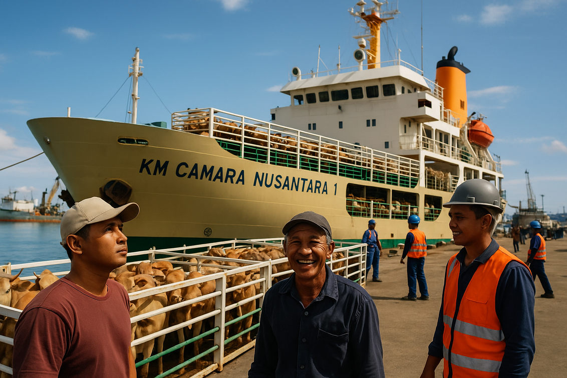 alt_text: Sapi-sapi Kupang siap dikirim ke Jakarta jelang Idul Adha sebagai persiapan kurban.