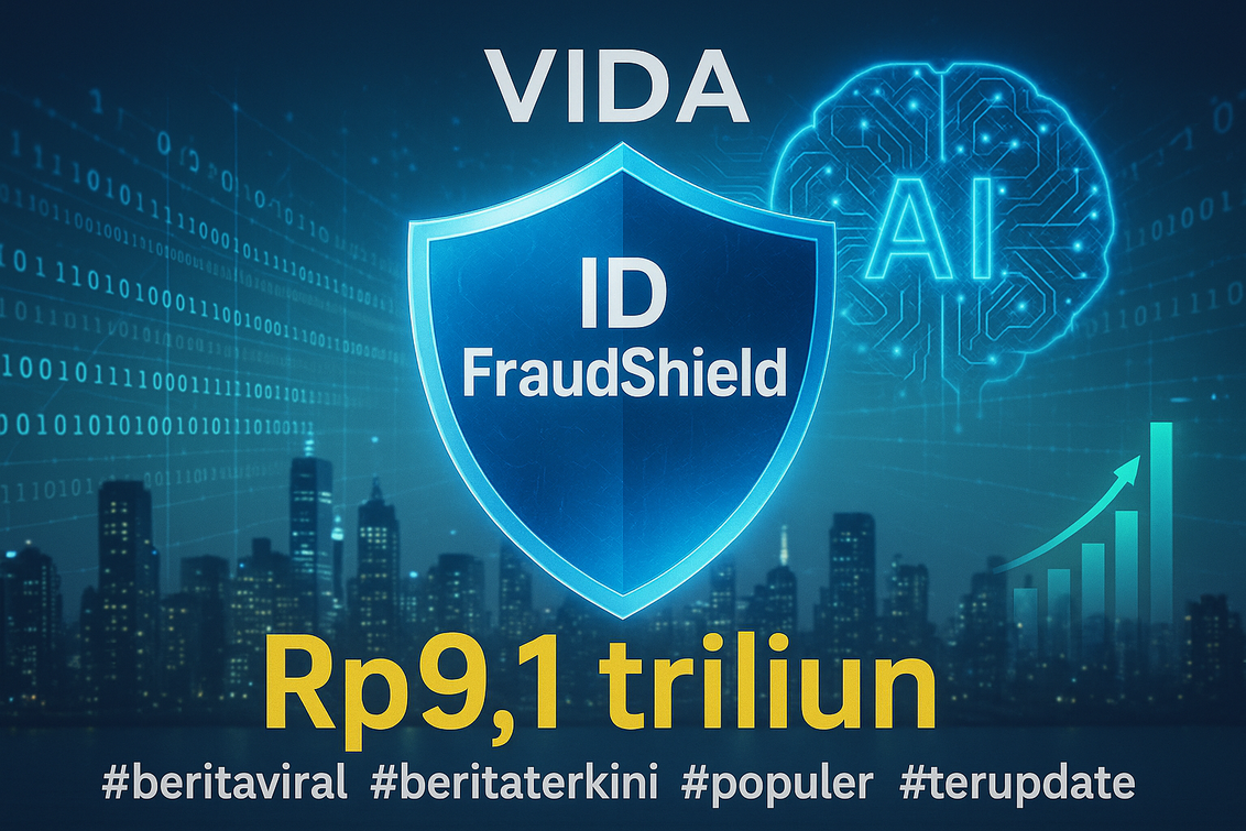 alt_text: Logo ID FraudShield berlatar belakang tembok simbolis yang melindungi dari penipuan digital.