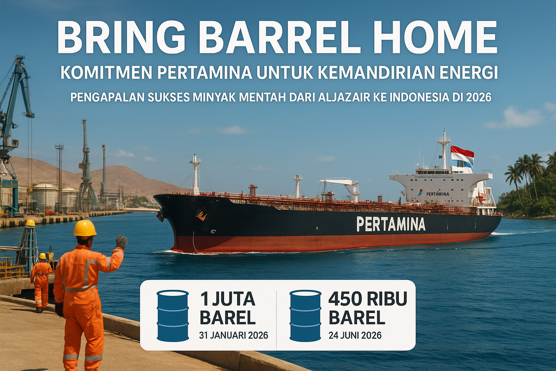 alt_text: Ilustrasi strategi baru Indonesia dalam pengelolaan energi melalui program "Bring Barrel Home".