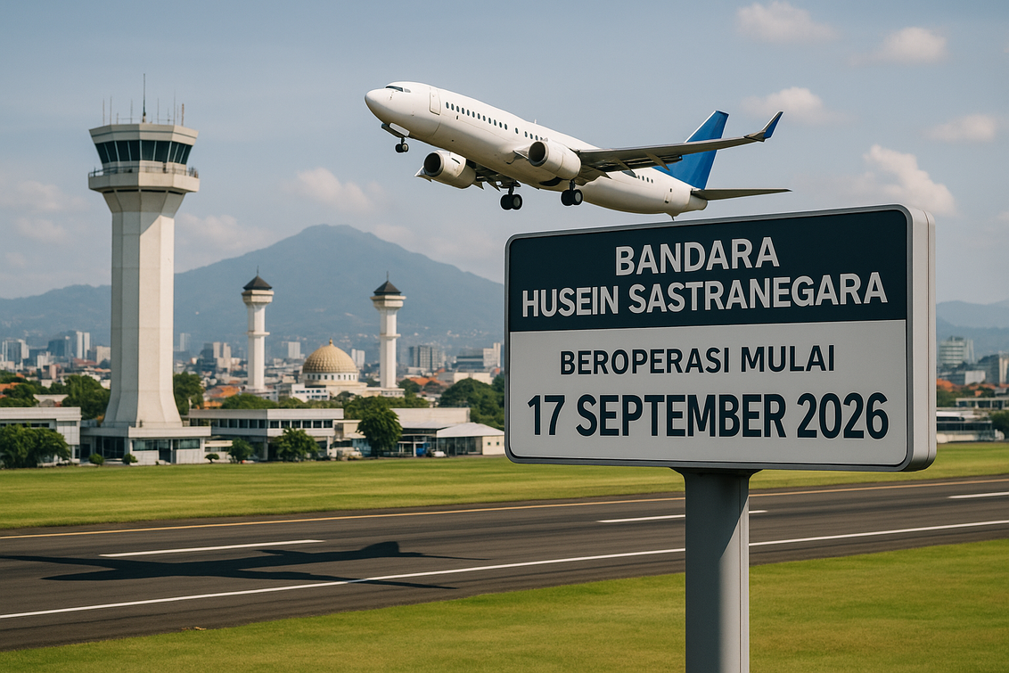 alt_text: Bandara Husein beroperasi September, menandai awal baru untuk kota Bandung.