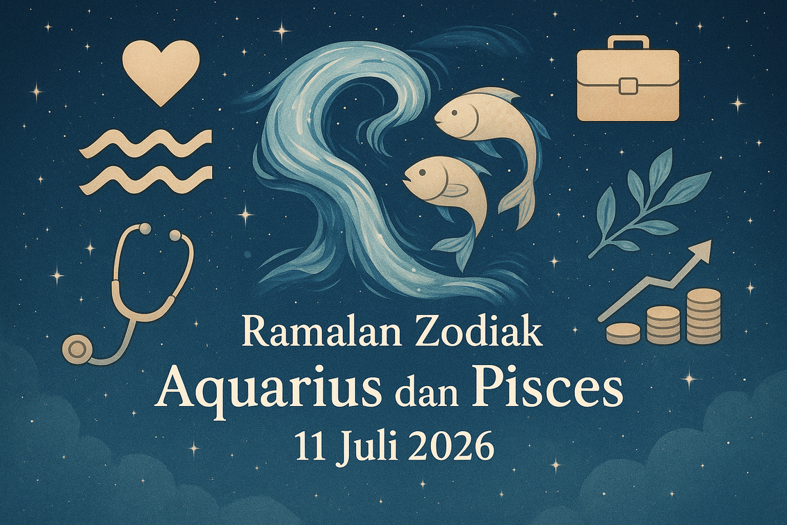 "alt_text": "Ramalan zodiak Aquarius & Pisces untuk 11 Juli 2026."