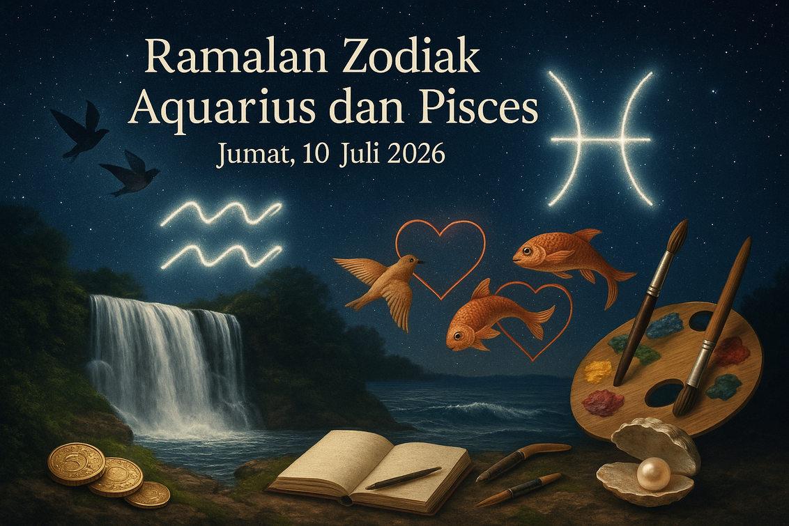 alt_text: Horoskop Aquarius & Pisces: petualangan, asmara, dan peluang karier mendatang.