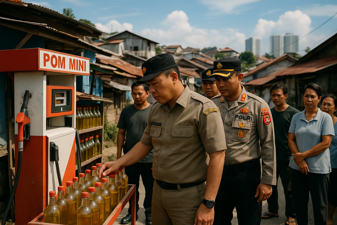 Pemeriksaan penjualan Pertalite eceran demi penertiban distribusi bahan bakar di wilayah.