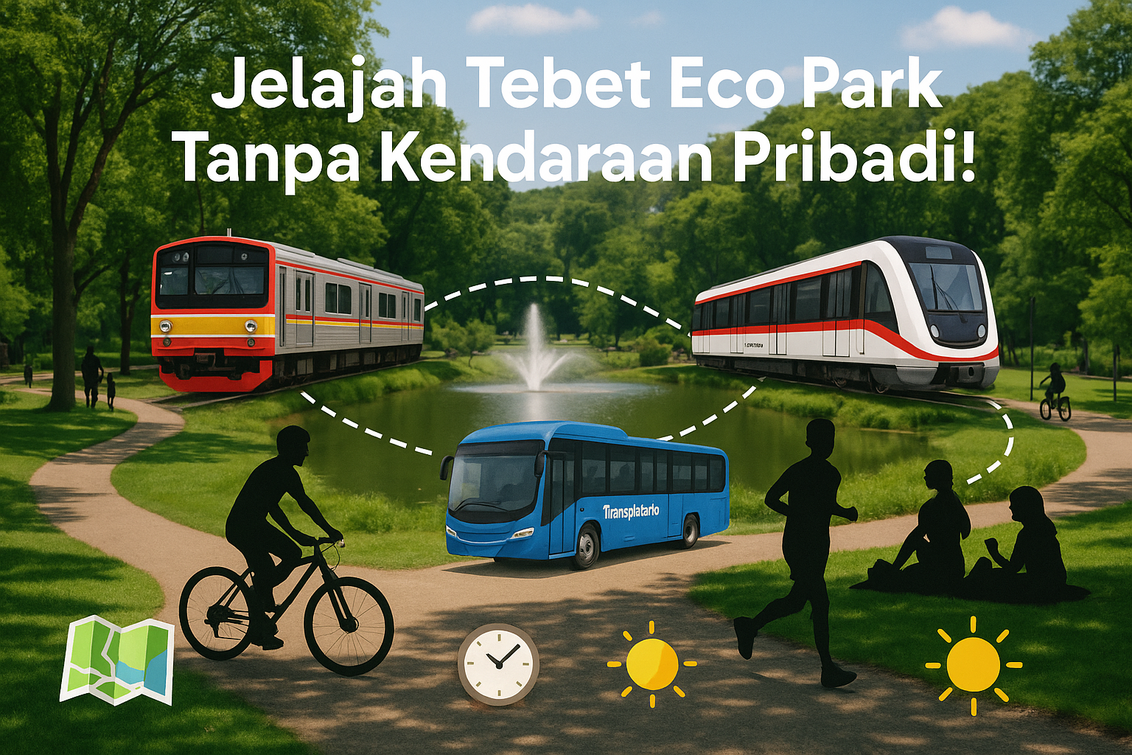 "Cara mudah ke Tebet Eco Park: gunakan KRL, Bus, atau LRT untuk pengalaman berkelanjutan."