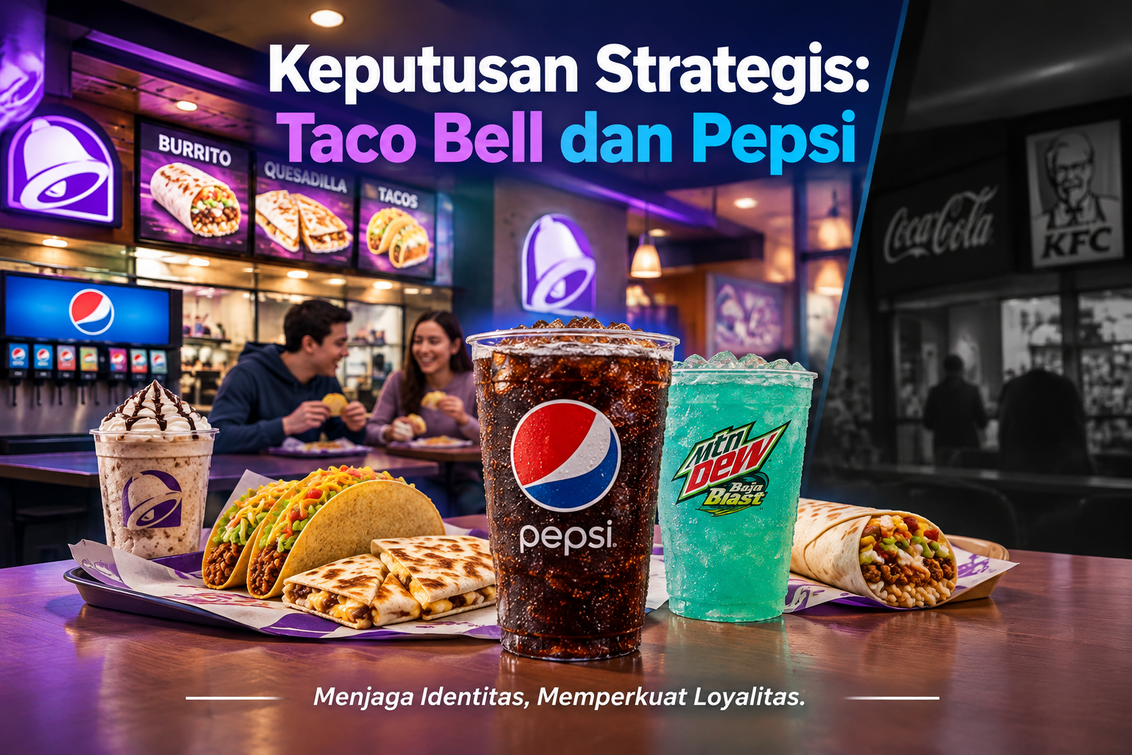 Taco Bell tetap setia pada Pepsi meski Coca-Cola semakin mendominasi pasar minuman.